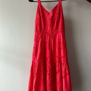 Vibrant Pink Lace Maxi Dress